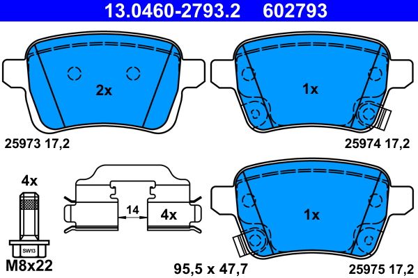 ATE 13.0460-2793.2 Brake Pad Set, disc brake