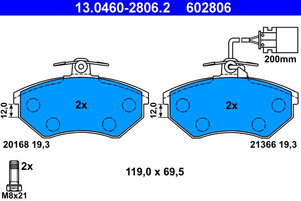 ATE 13.0460-2806.2 Brake Pad Set, disc brake