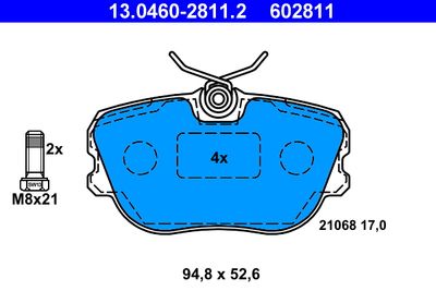 Brake Pad Set, disc brake ATE 13.0460-2811.2