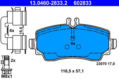 Brake Pad Set, disc brake ATE 13.0460-2833.2