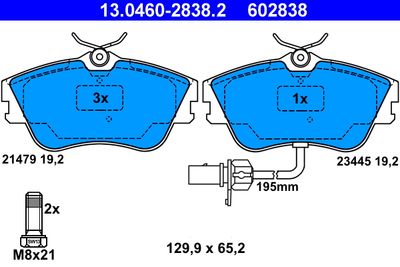 Brake Pad Set, disc brake ATE 13.0460-2838.2