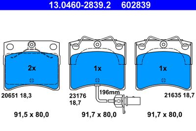 Brake Pad Set, disc brake ATE 13.0460-2839.2