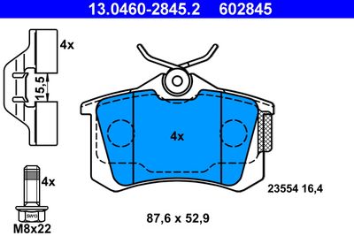 Brake Pad Set, disc brake ATE 13.0460-2845.2