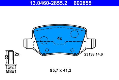 Brake Pad Set, disc brake ATE 13.0460-2855.2