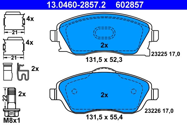 ATE 13.0460-2857.2 Brake Pad Set, disc brake