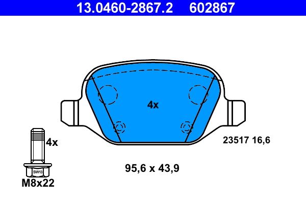 ATE 13.0460-2867.2 Brake Pad Set, disc brake