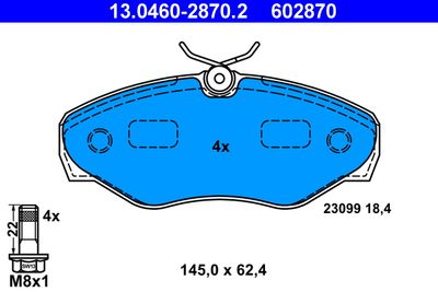 Brake Pad Set, disc brake ATE 13.0460-2870.2