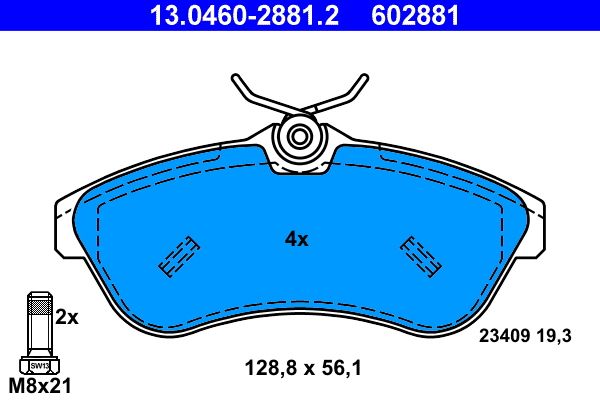 ATE 13.0460-2881.2 Brake Pad Set, disc brake