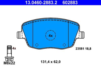 Brake Pad Set, disc brake ATE 13.0460-2883.2