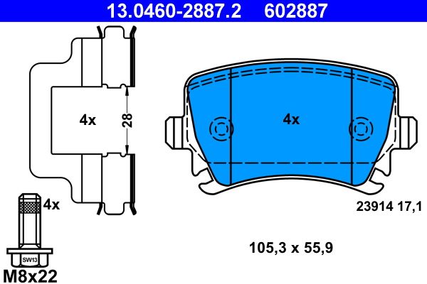 ATE 13.0460-2887.2 Brake Pad Set, disc brake