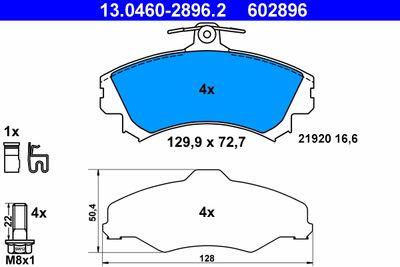 Brake Pad Set, disc brake ATE 13.0460-2896.2