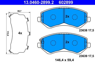 Brake Pad Set, disc brake ATE 13.0460-2899.2