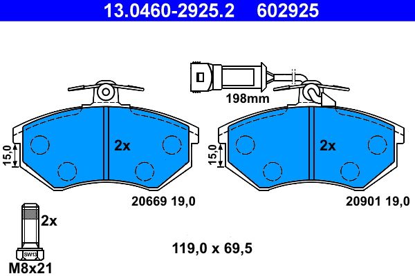 ATE 13.0460-2925.2 Brake Pad Set, disc brake