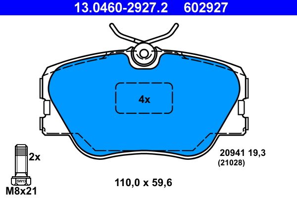 ATE 13.0460-2927.2 Brake Pad Set, disc brake