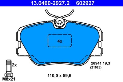 Brake Pad Set, disc brake ATE 13.0460-2927.2