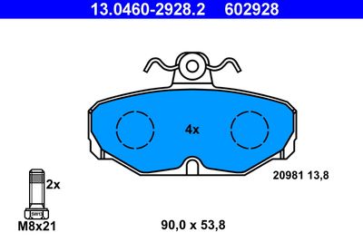 Brake Pad Set, disc brake ATE 13.0460-2928.2