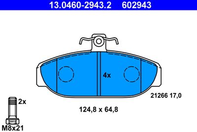 Brake Pad Set, disc brake ATE 13.0460-2943.2