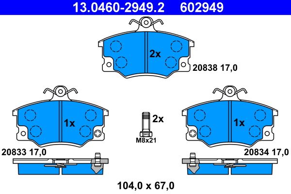 ATE 13.0460-2949.2 Brake Pad Set, disc brake