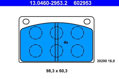 Brake Pad Set, disc brake ATE 13.0460-2953.2