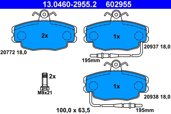 ATE 13.0460-2955.2 Brake Pad Set, disc brake