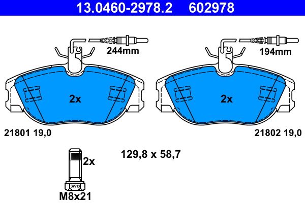 ATE 13.0460-2978.2 Brake Pad Set, disc brake