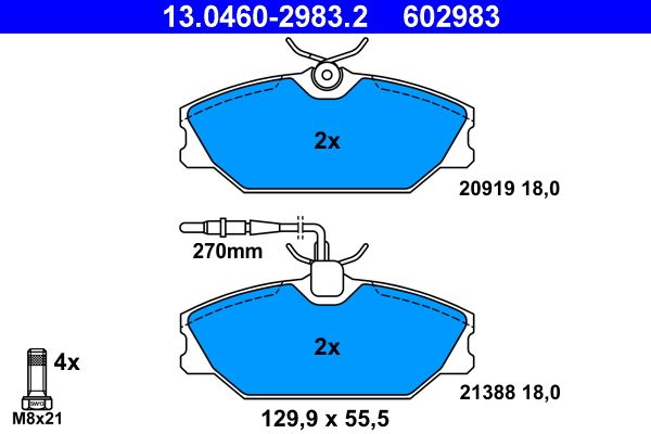 ATE 13.0460-2983.2 Brake Pad Set, disc brake