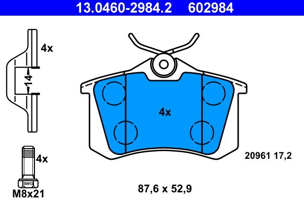 ATE 13.0460-2984.2 Brake Pad Set, disc brake