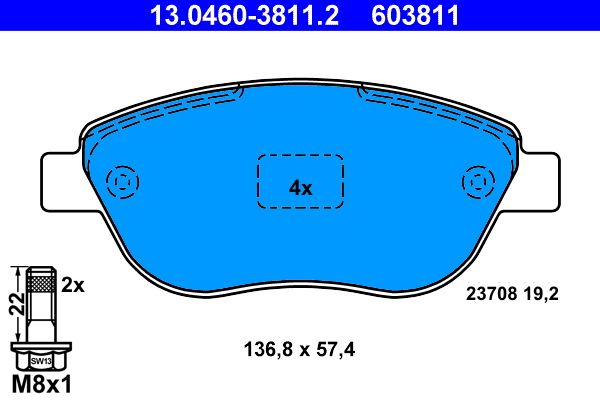 ATE 13.0460-3811.2 Brake Pad Set, disc brake