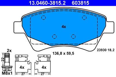 Brake Pad Set, disc brake ATE 13.0460-3815.2