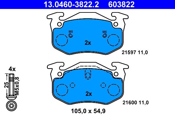 ATE 13.0460-3822.2 Brake Pad Set, disc brake