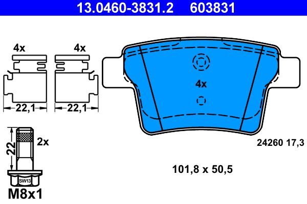 ATE 13.0460-3831.2 Brake Pad Set, disc brake