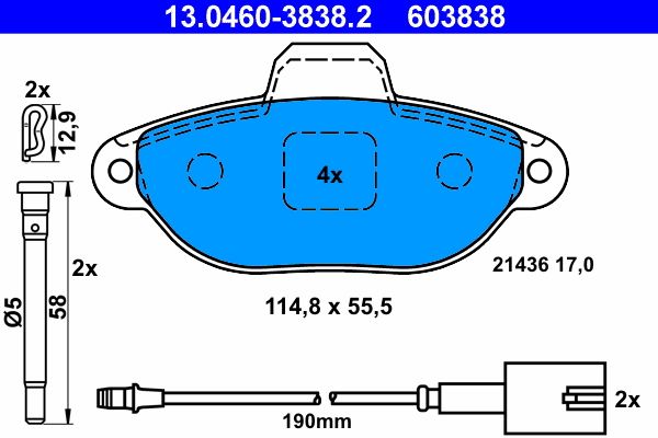 ATE 13.0460-3838.2 Brake Pad Set, disc brake