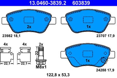 Brake Pad Set, disc brake ATE 13.0460-3839.2