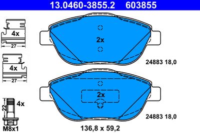 Brake Pad Set, disc brake ATE 13.0460-3855.2