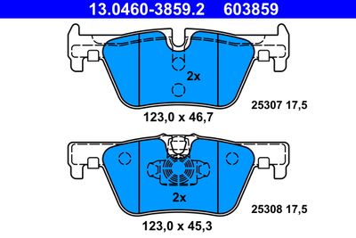 Brake Pad Set, disc brake ATE 13.0460-3859.2