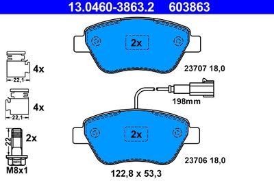 Brake Pad Set, disc brake ATE 13.0460-3863.2