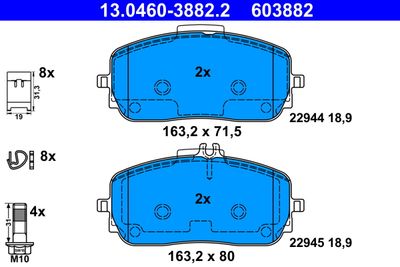 Brake Pad Set, disc brake ATE 13.0460-3882.2