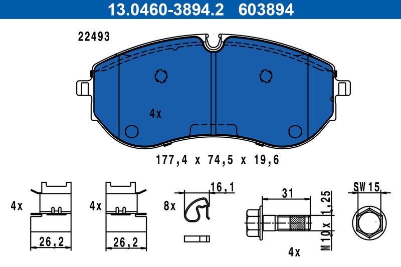 ATE 13.0460-3894.2 Brake Pad Set, disc brake