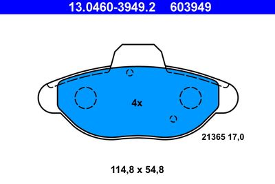 Brake Pad Set, disc brake ATE 13.0460-3949.2