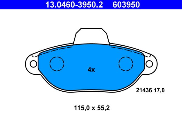 ATE 13.0460-3950.2 Brake Pad Set, disc brake