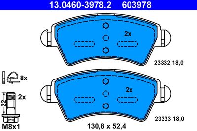 Brake Pad Set, disc brake ATE 13.0460-3978.2