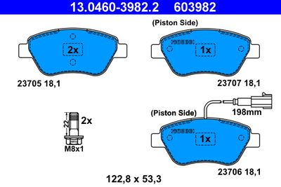 Brake Pad Set, disc brake ATE 13.0460-3982.2