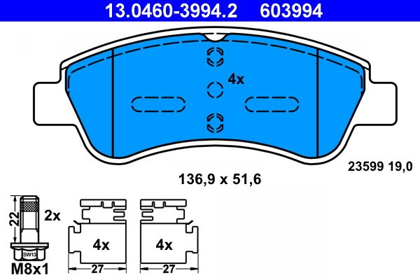 ATE 13.0460-3994.2 Brake Pad Set, disc brake