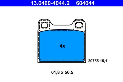 Brake Pad Set, disc brake ATE 13.0460-4044.2