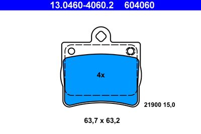 Brake Pad Set, disc brake ATE 13.0460-4060.2