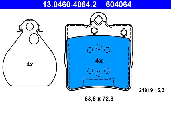 ATE 13.0460-4064.2 Brake Pad Set, disc brake