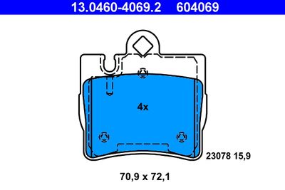 Brake Pad Set, disc brake ATE 13.0460-4069.2