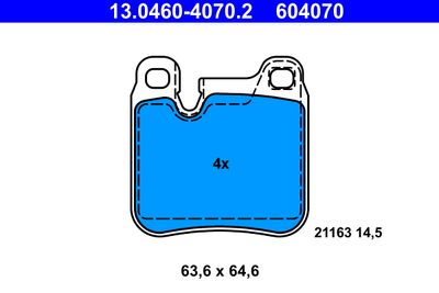 Brake Pad Set, disc brake ATE 13.0460-4070.2