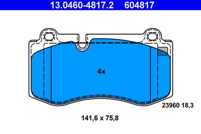 Brake Pad Set, disc brake ATE 13.0460-4817.2