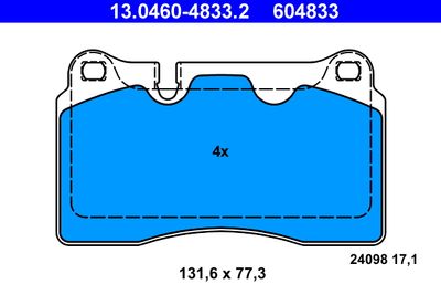 Brake Pad Set, disc brake ATE 13.0460-4833.2